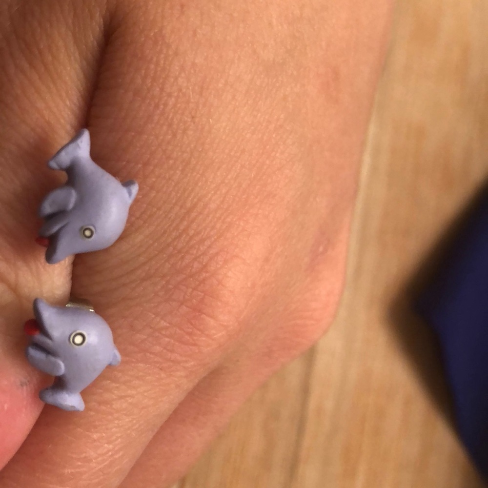 Purple dolphin earrings